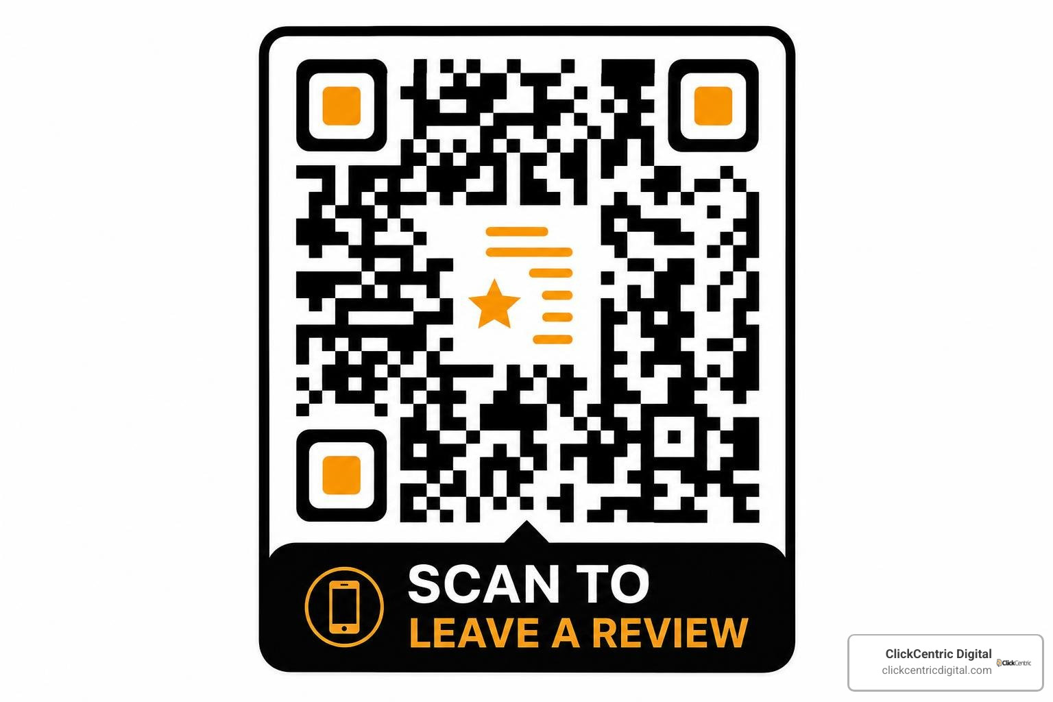 high-contrast custom review QR code with logo