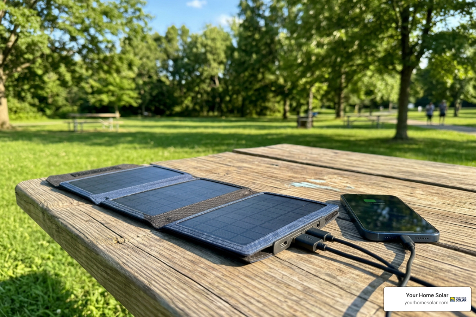 Small foldable solar charger unfolded in the sun Small foldable solar charger unfolded in the sun