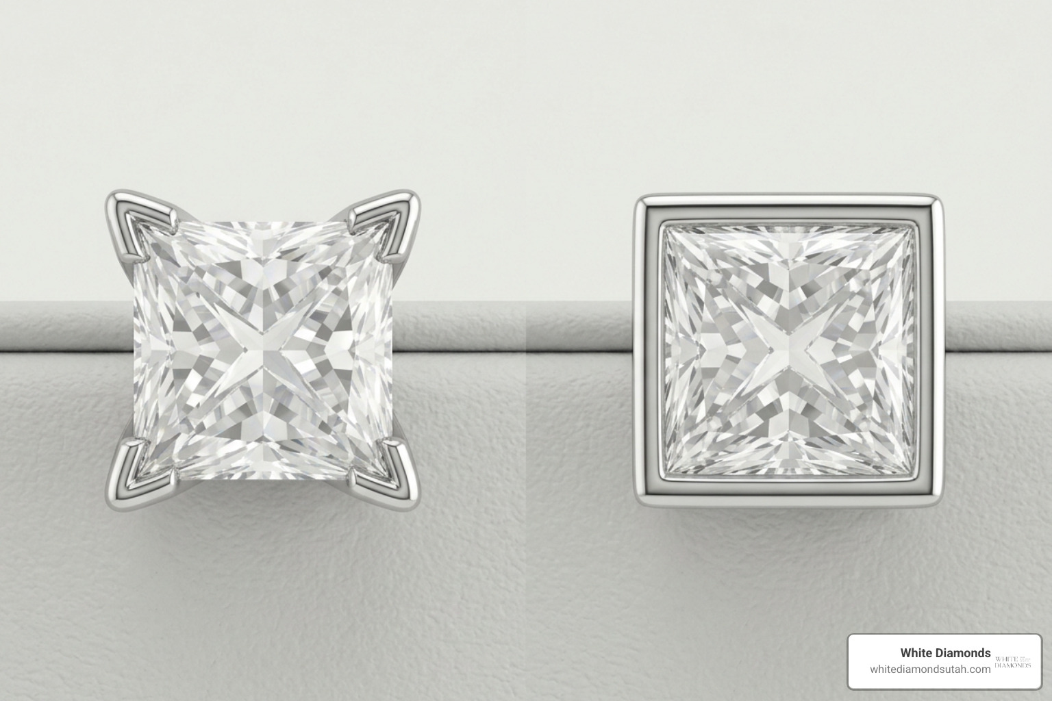 V-prong vs bezel earring setting comparison