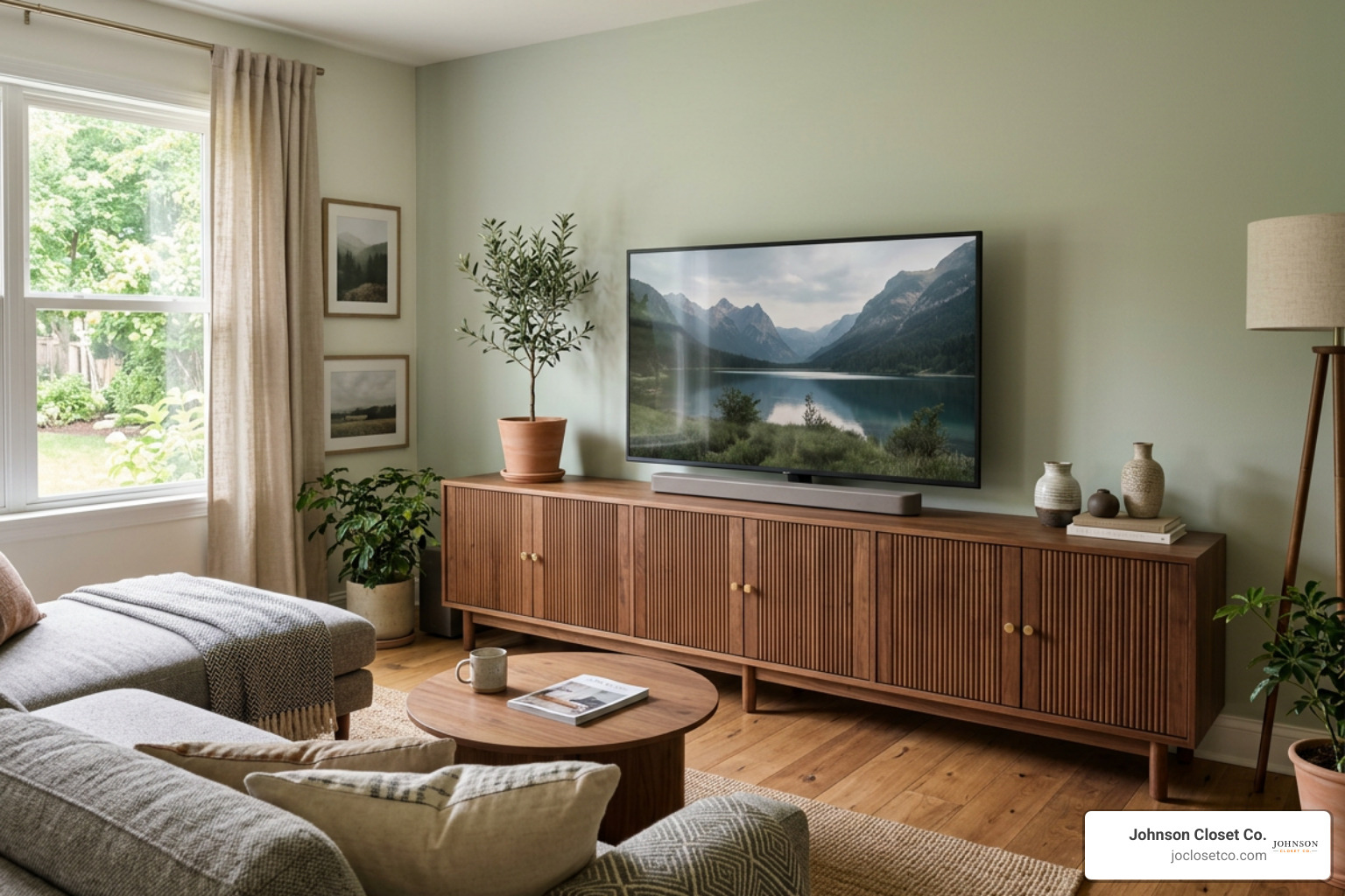 extra long wooden TV stand with fluted doors extra long wooden TV stand with fluted doors