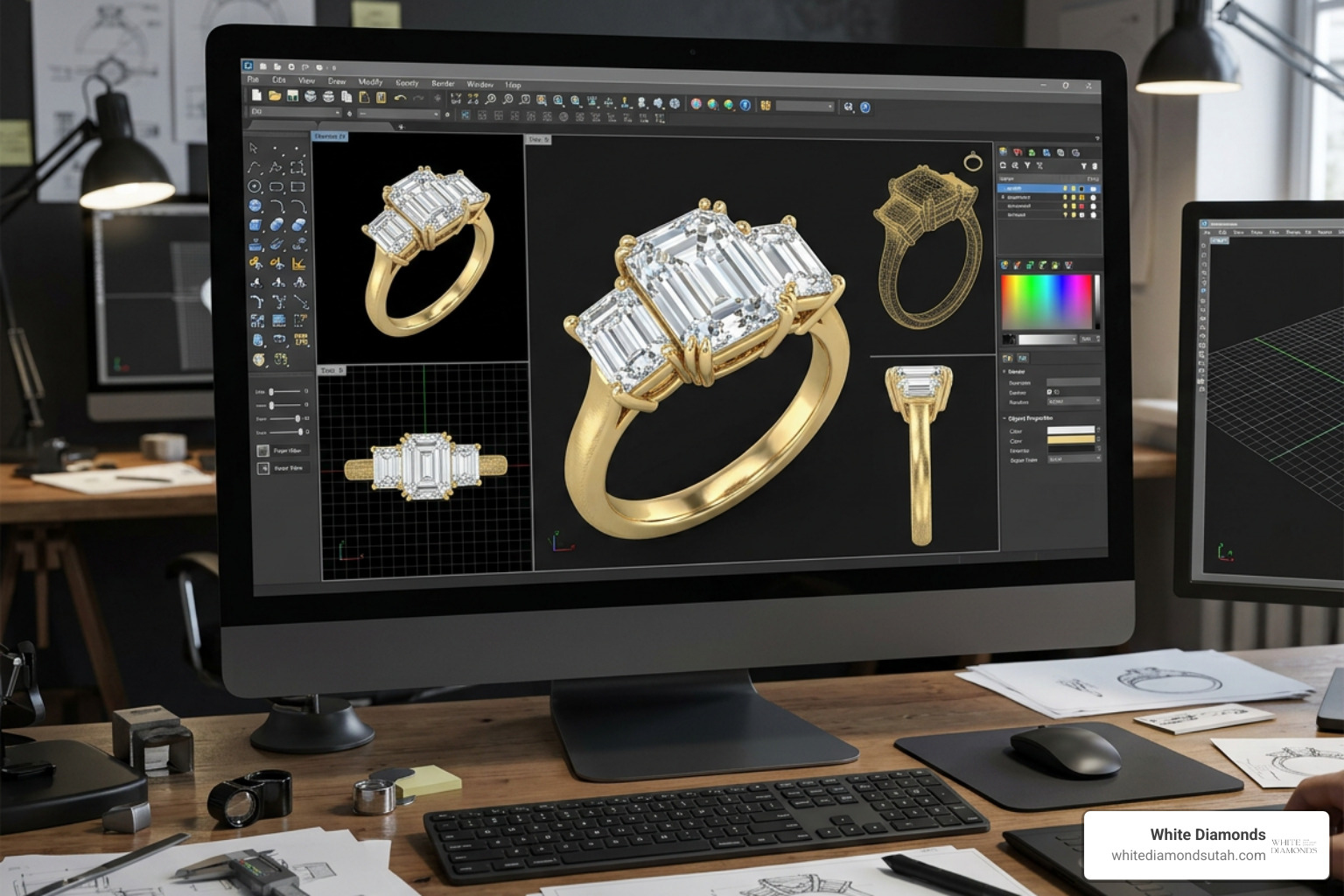 Custom 3D CAD ring design model rendering