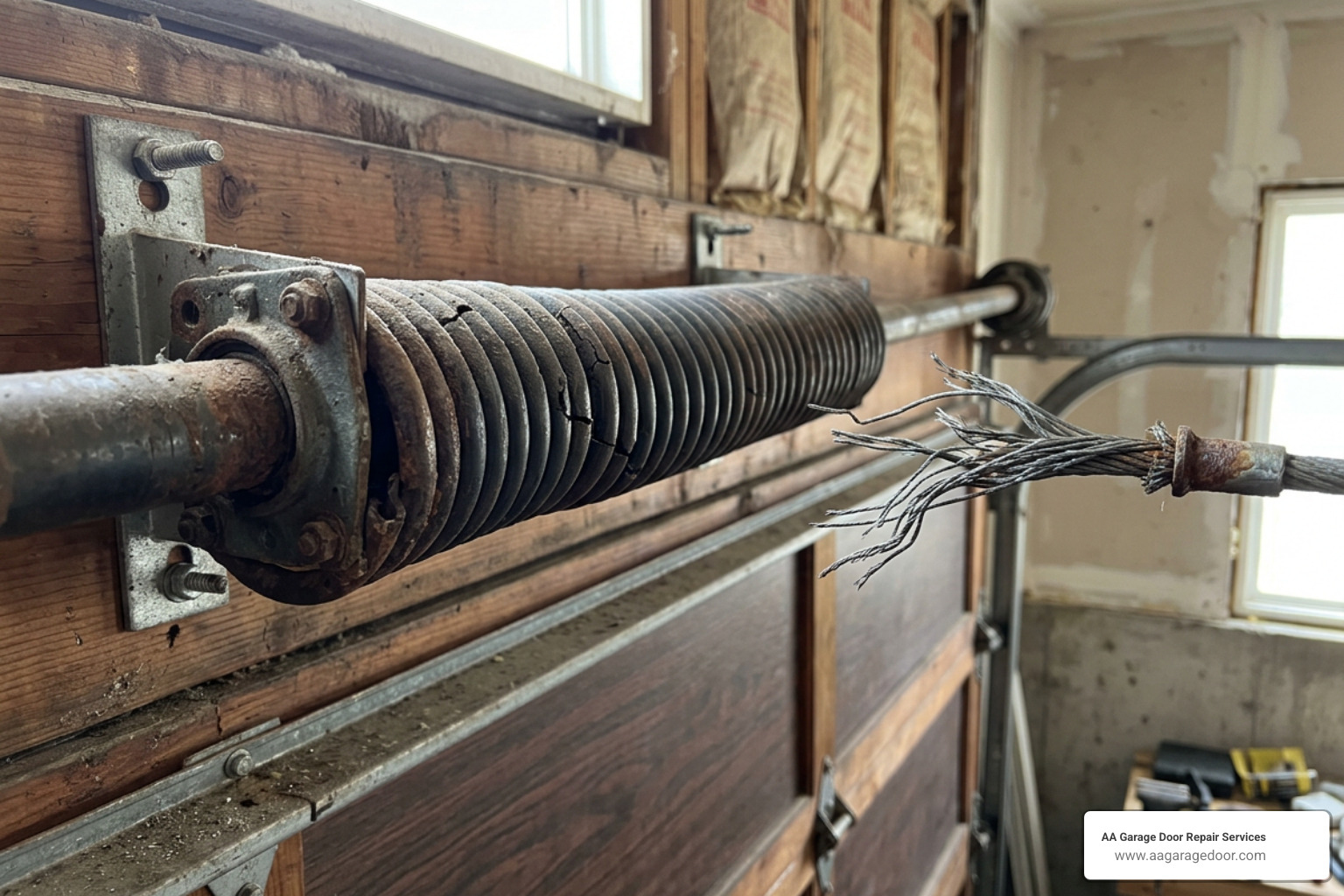 Damaged garage door springs and high tension components Damaged garage door springs and high tension components