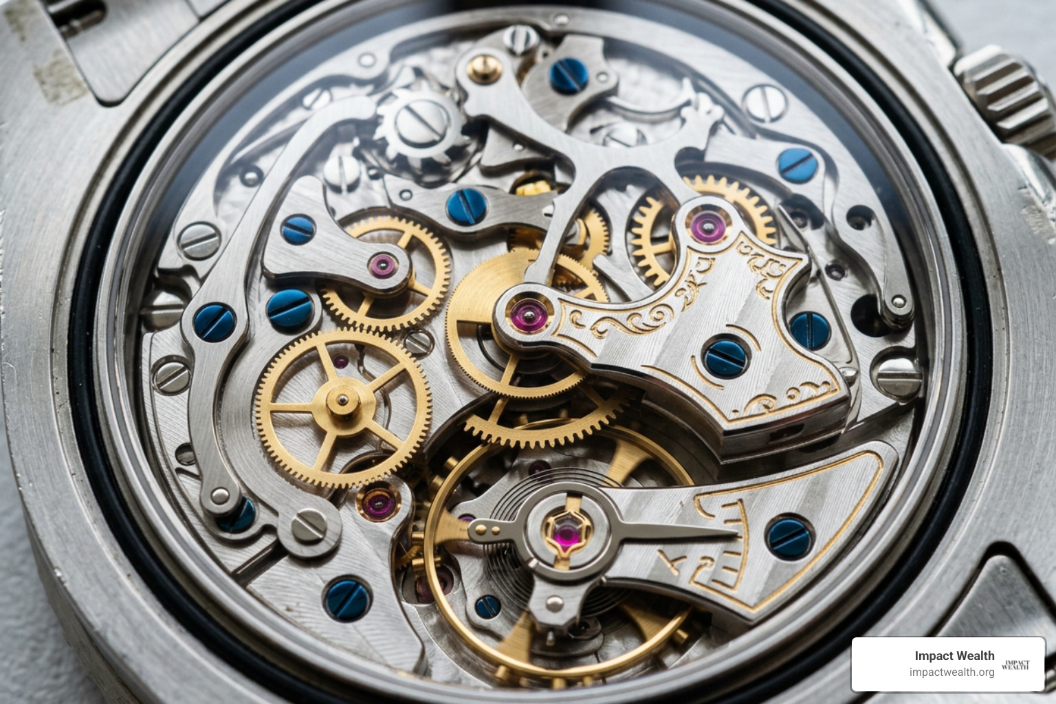 Iconic Swiss luxury mechanical watch movement showing intricate gears and balance wheel Iconic Swiss luxury mechanical watch movement showing intricate gears and balance wheel