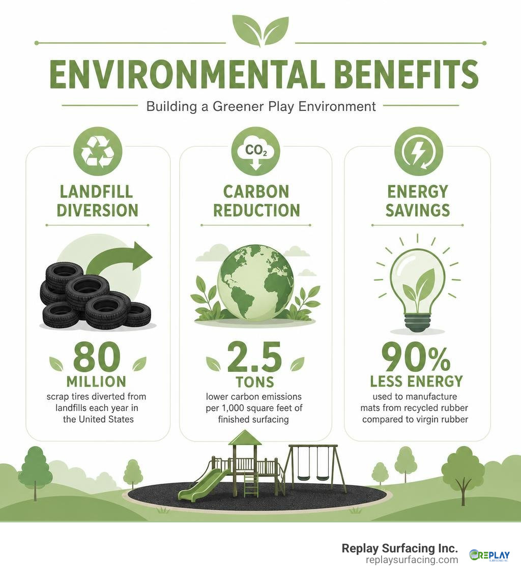 Infographic displaying environmental metrics: landfill diversion, carbon reduction, energy savings infographic
