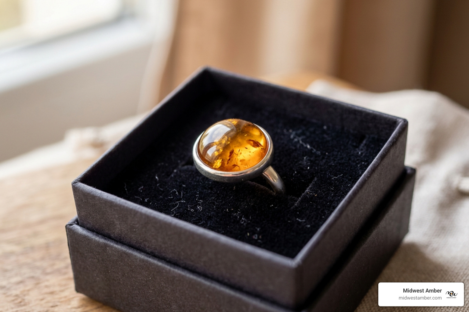 polished handcrafted Lithuanian amber band in gift box