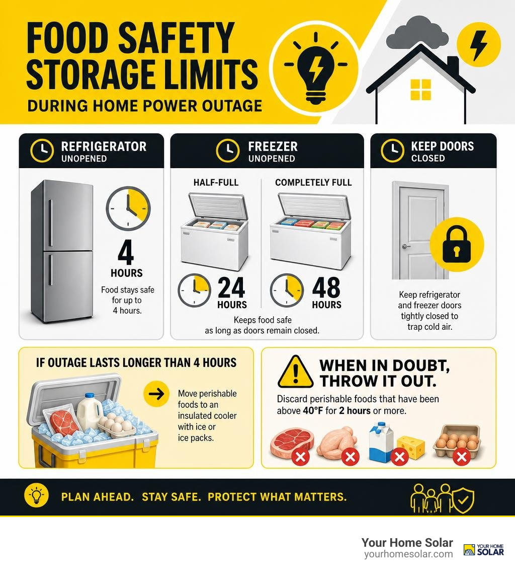 Food safety storage limits during home power outage infographic Food safety storage limits during home power outage infographic