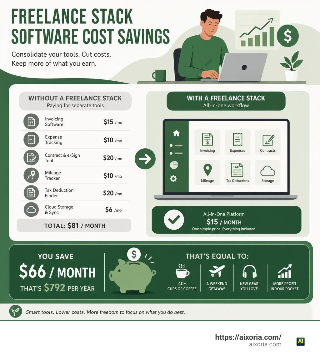 Freelance stack software cost savings infographic