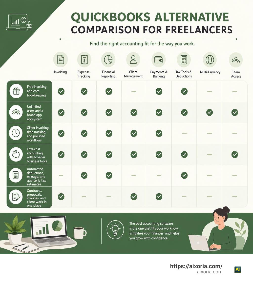 QuickBooks alternative comparison for freelancers infographic