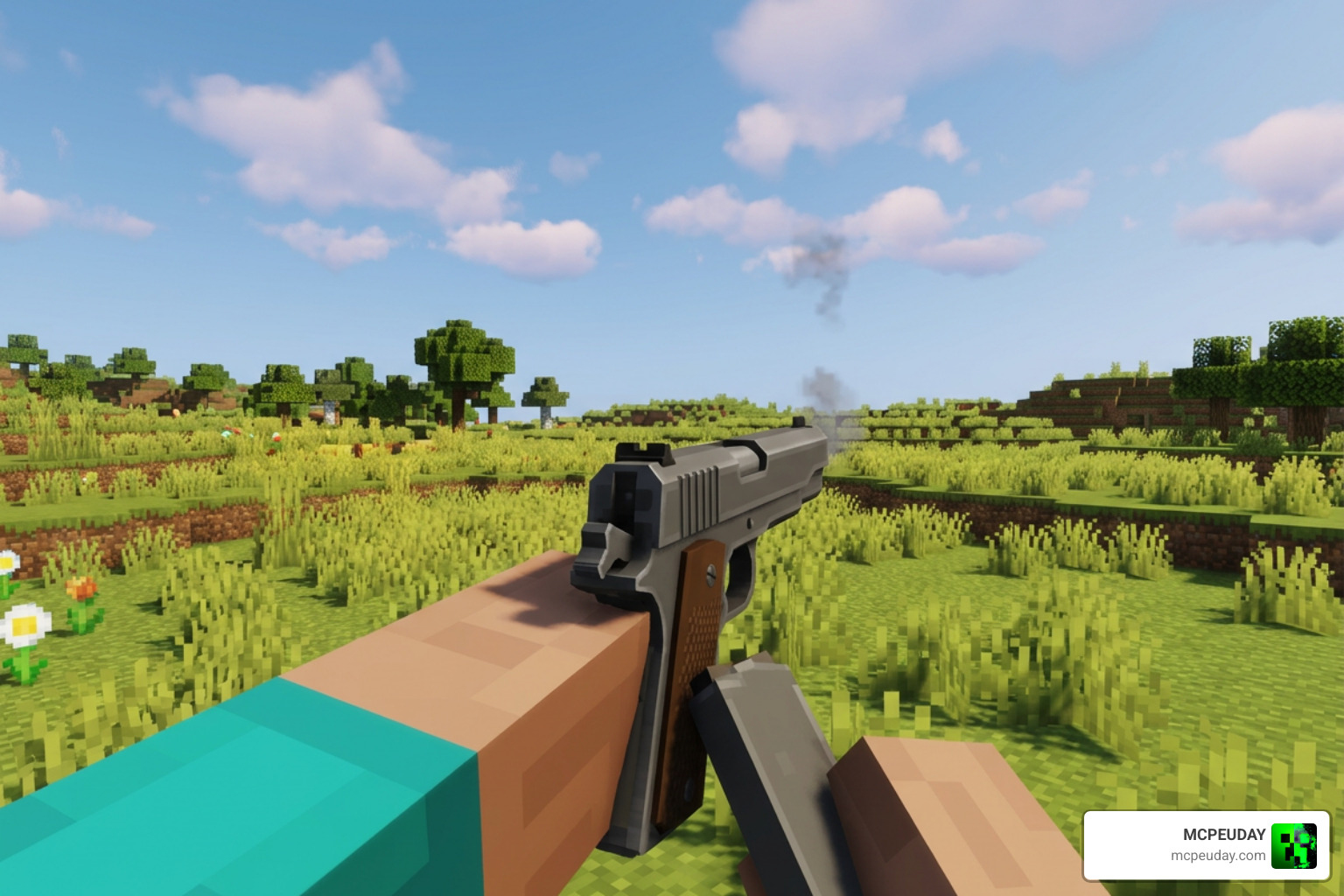 Player aiming custom 3D firearm with realistic recoil and reload animation