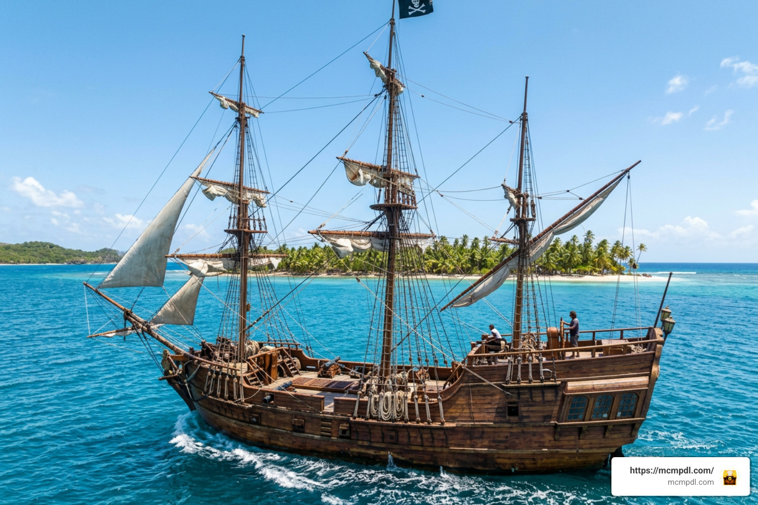 customizable pirate ship on the ocean