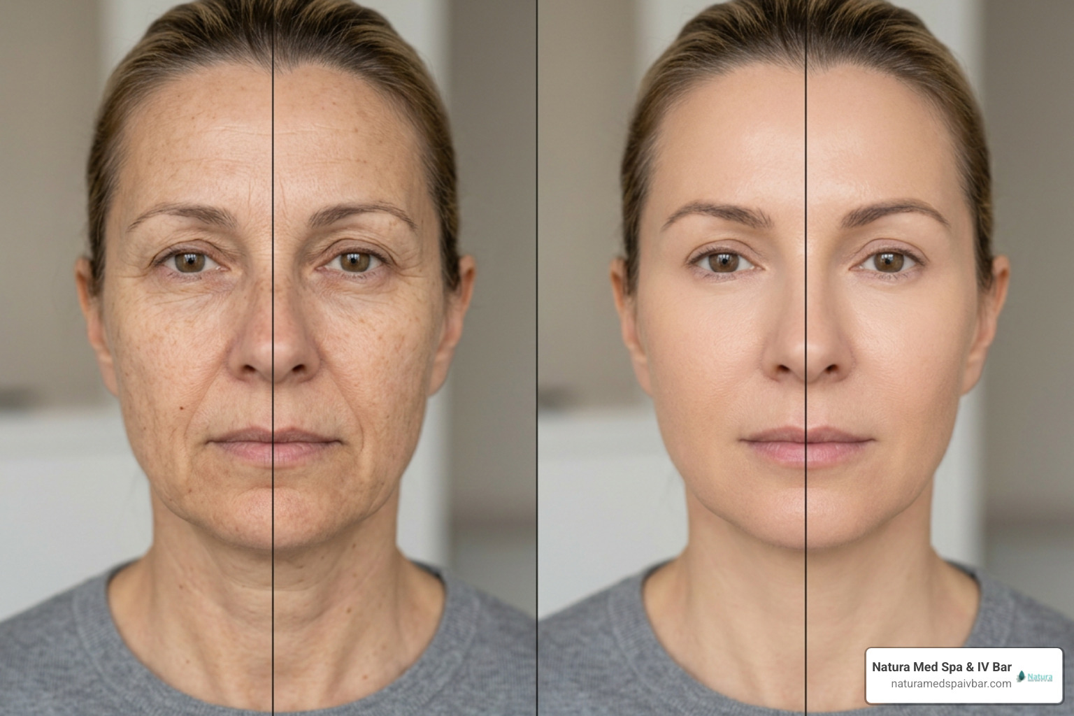 Before and after visualization of skin texture and collagen enhancement after PRP treatment Before and after visualization of skin texture and collagen enhancement after PRP treatment