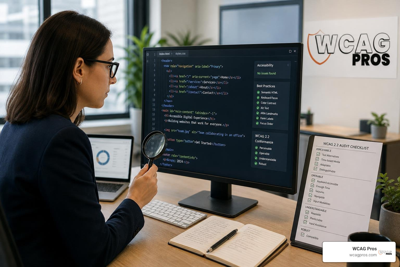 accessibility expert analyzing website code for WCAG success criteria accessibility expert analyzing website code for WCAG success criteria