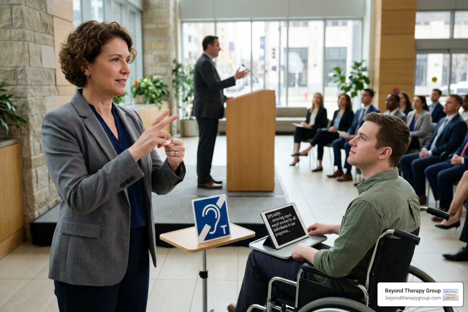 Accessible communication tools and sign language interpretation Accessible communication tools and sign language interpretation