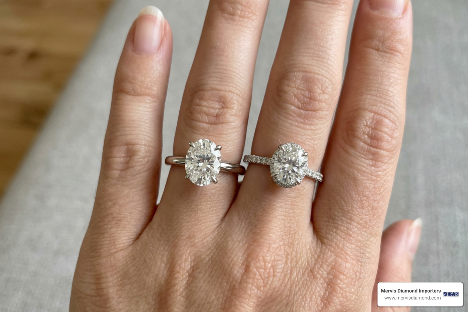 1 carat oval solitaire vs pave setting