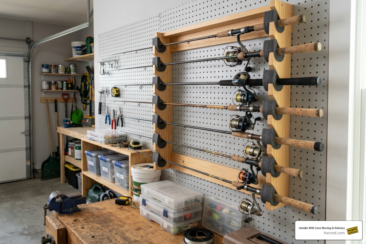 garage fishing rod storage rack