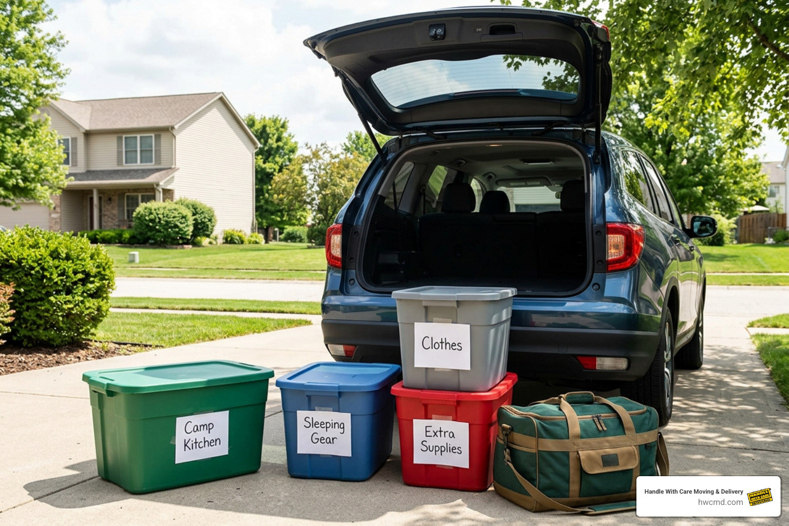 pre-packed activity bins ready for car loading pre-packed activity bins ready for car loading