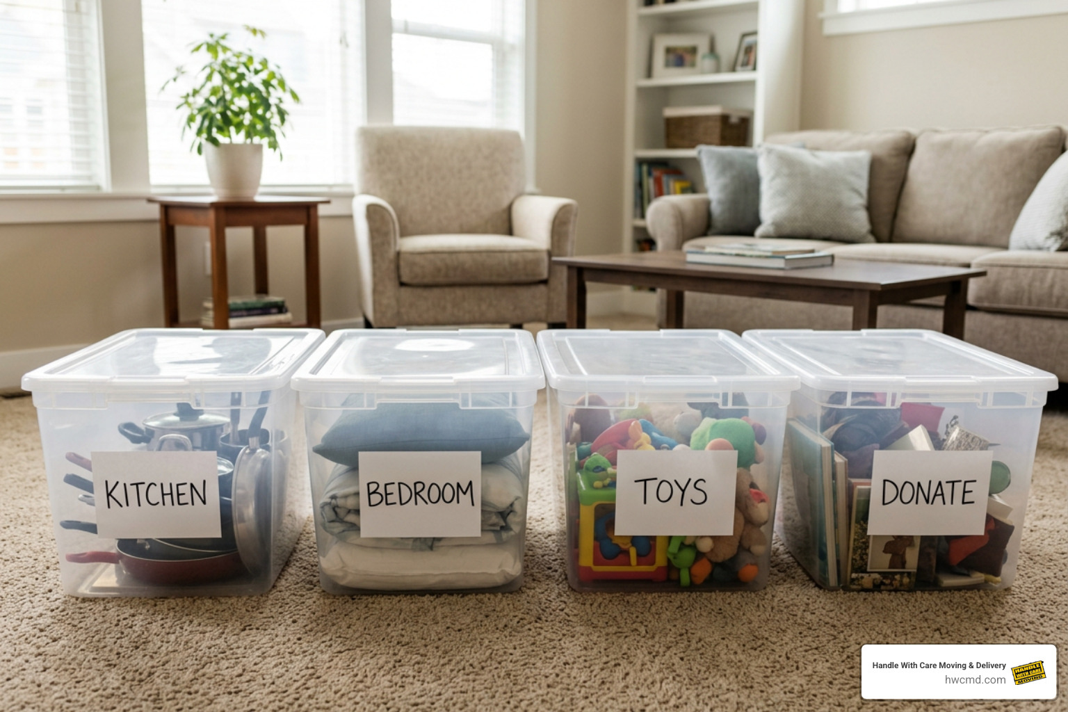labeled sorting bins for pre-move organizing labeled sorting bins for pre-move organizing