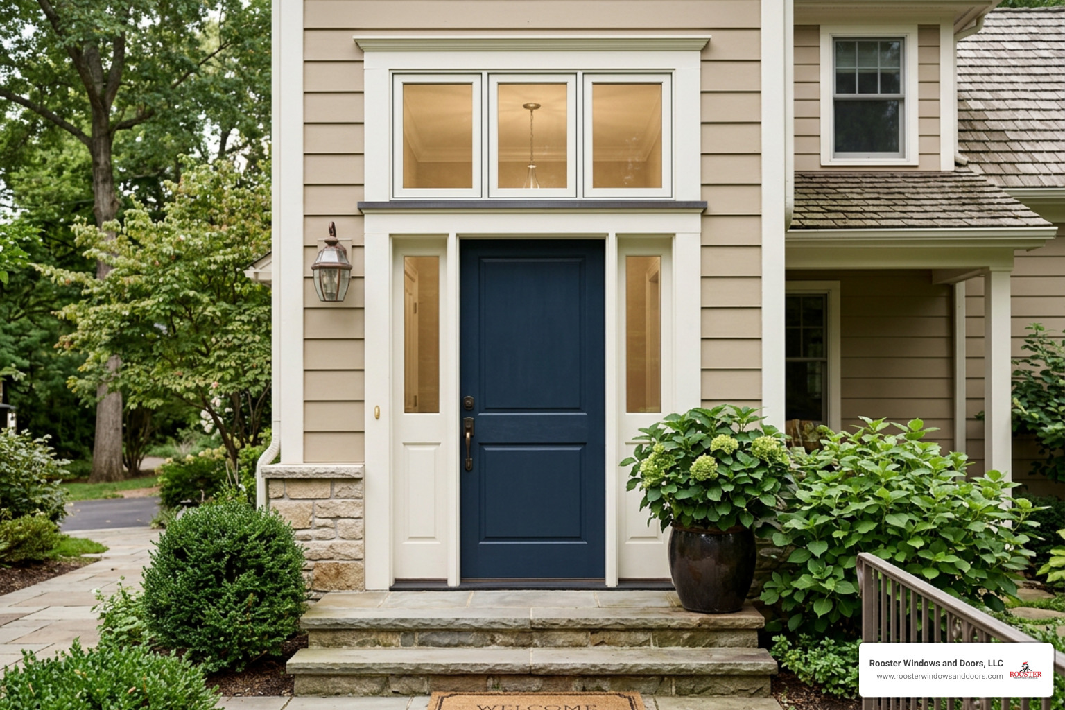 Exterior entrance featuring insulated transom window with weather sill Exterior entrance featuring insulated transom window with weather sill