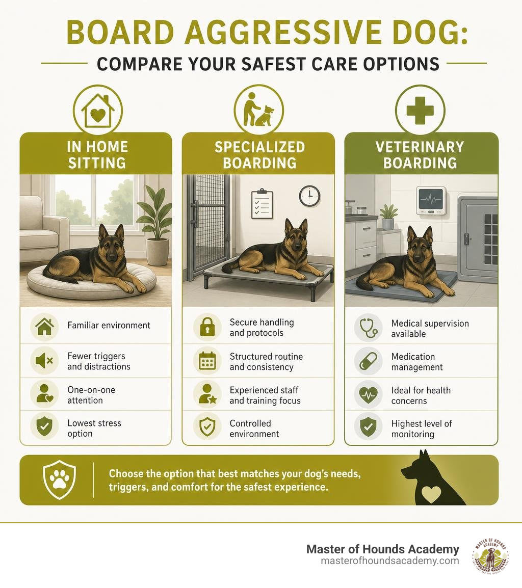Infographic comparing in home sitting, specialized boarding, and veterinary boarding infographic Infographic comparing in home sitting, specialized boarding, and veterinary boarding infographic