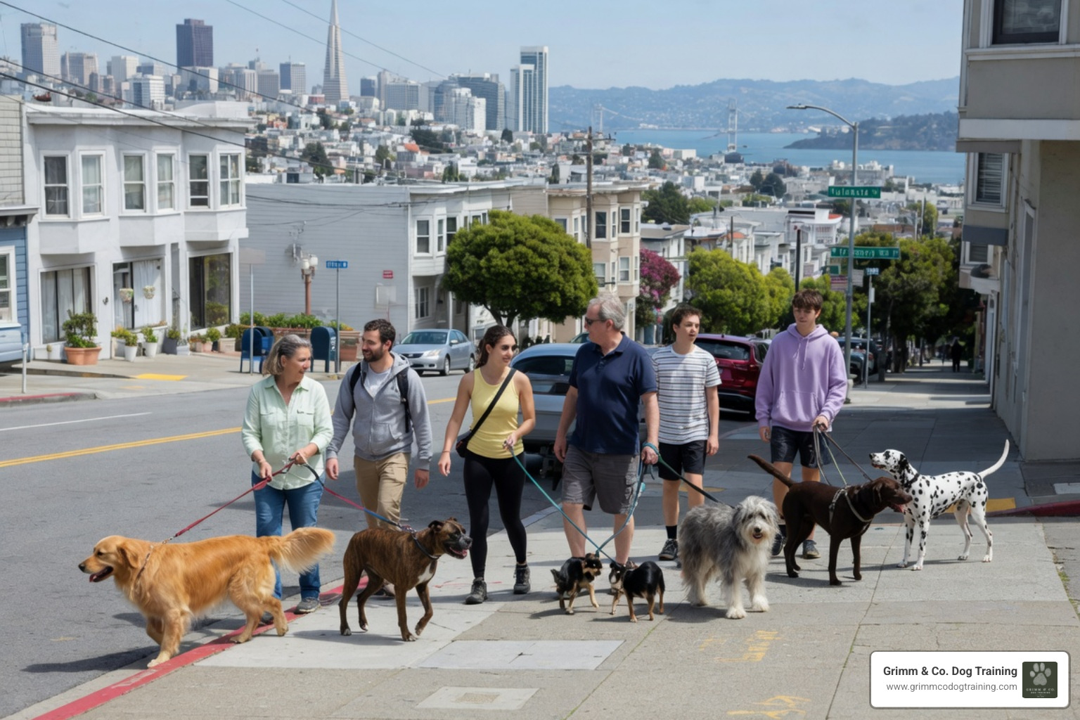 dogs maintaining calm space and parallel positioning during an urban pack walk dogs maintaining calm space and parallel positioning during an urban pack walk