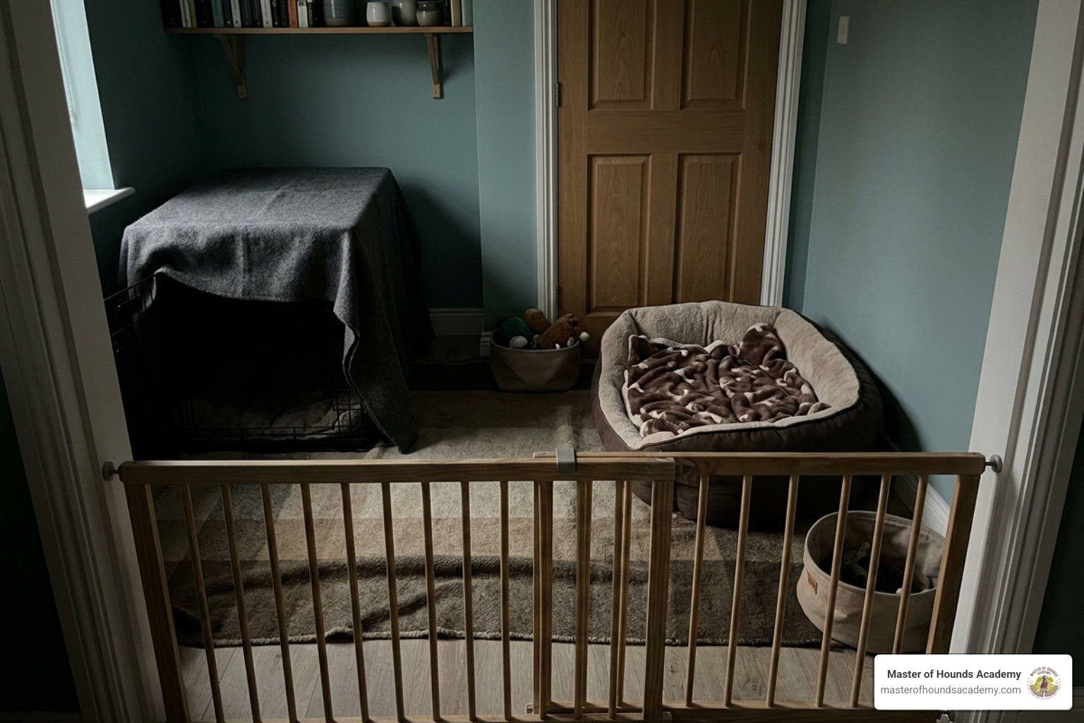 a secure indoor sanctuary space for a fearful dog