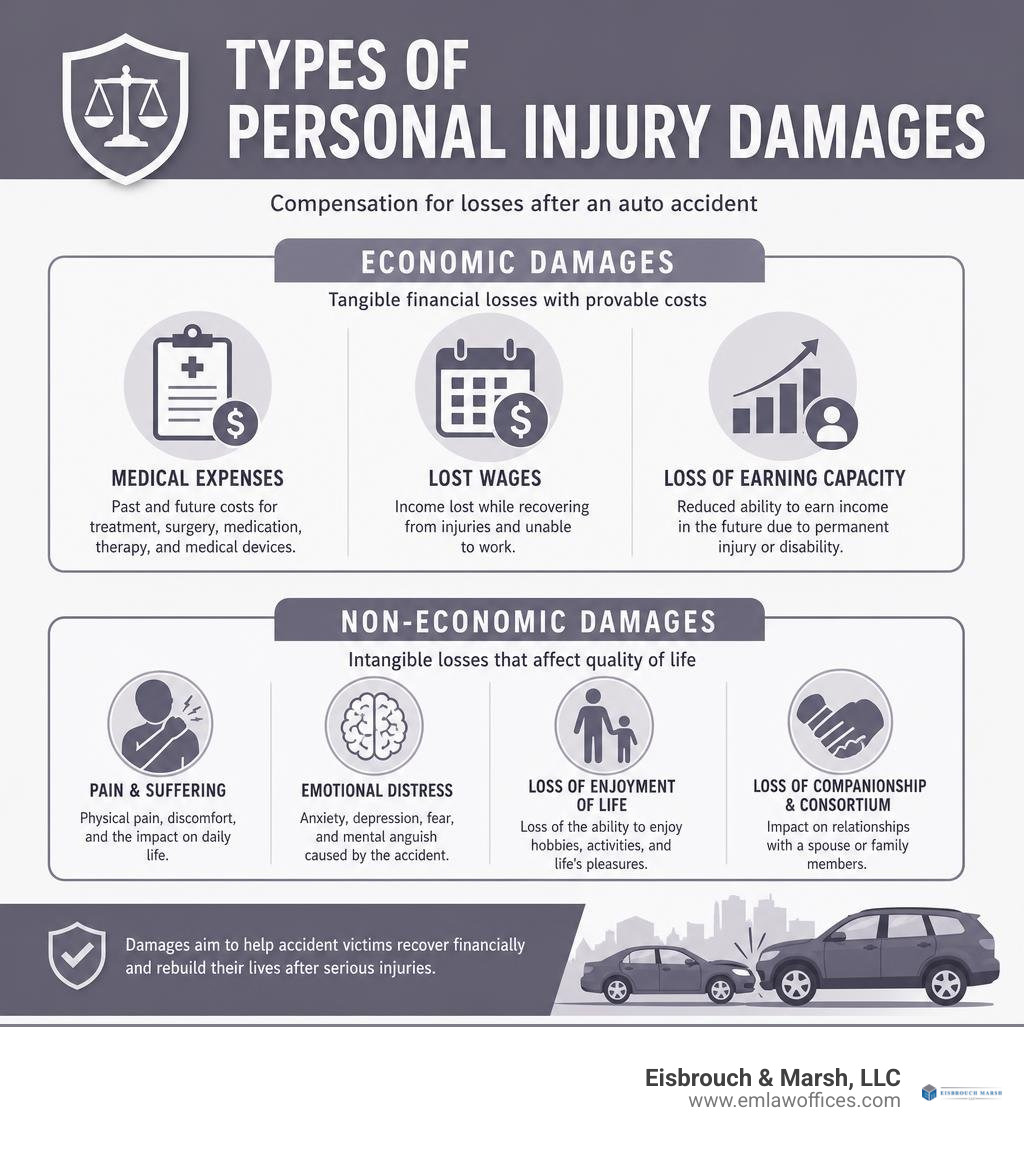 types of personal injury damages chart infographic types of personal injury damages chart infographic