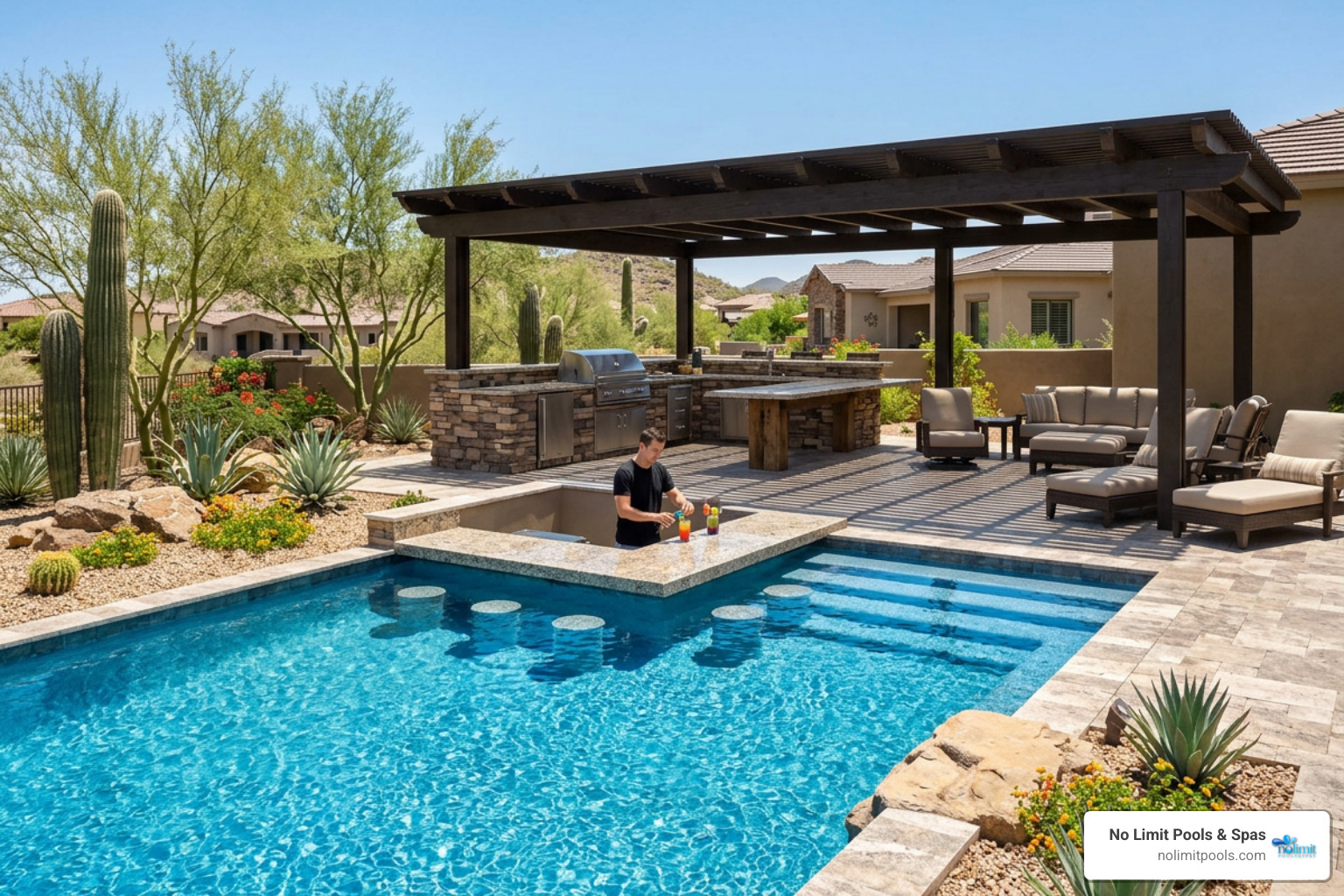 new original resort style backyard with custom swim up pool bar new original resort style backyard with custom swim up pool bar