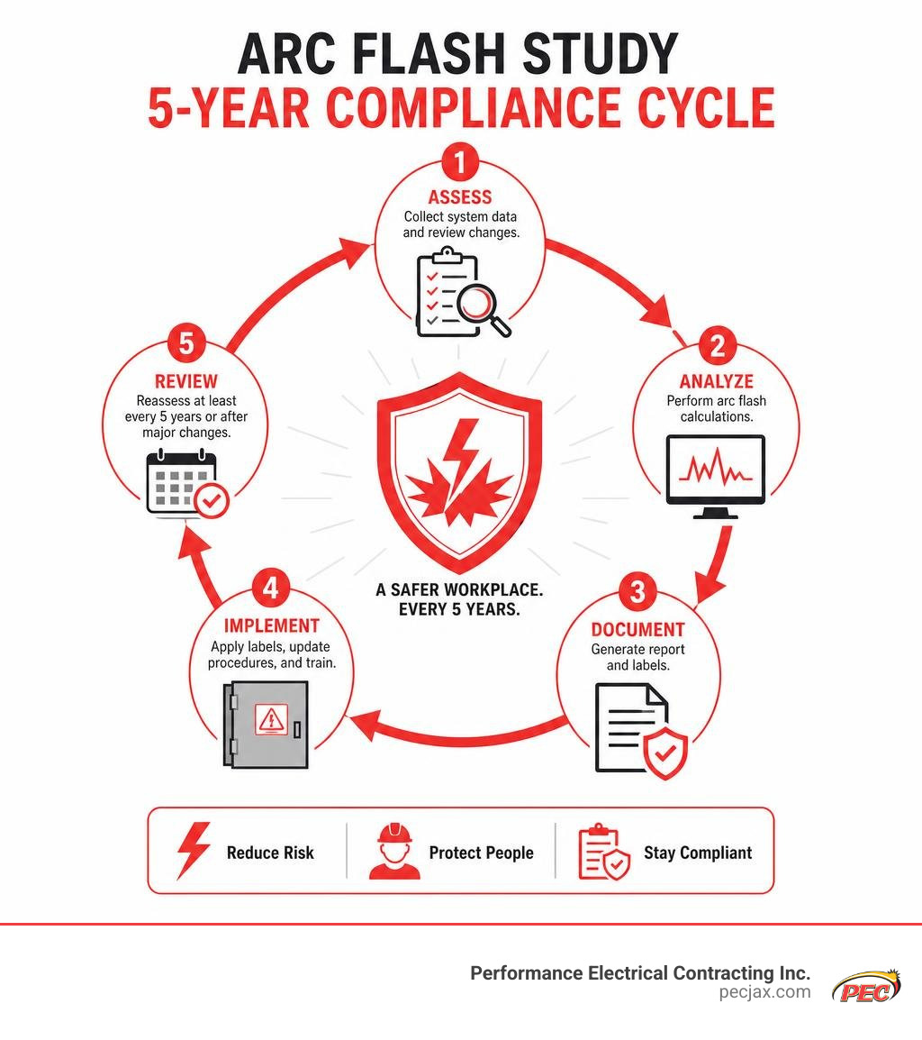 Arc Flash Study 5-Year Compliance Cycle infographic