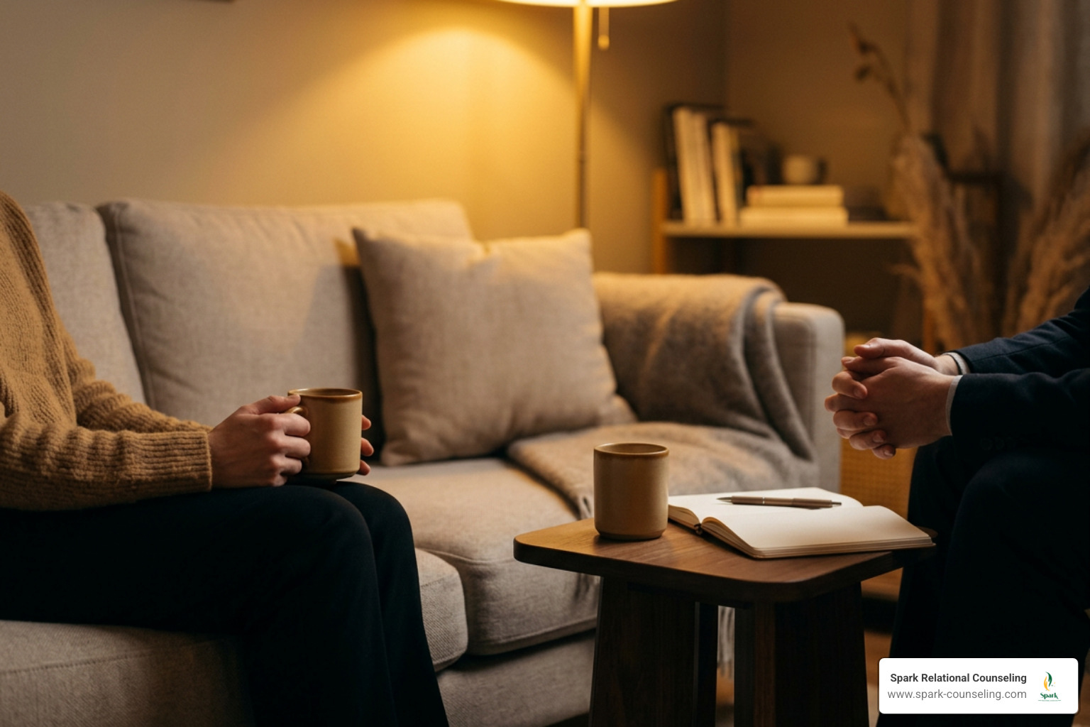 calming warm amber atmosphere for therapy session