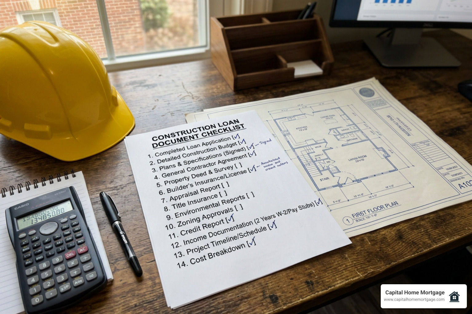 Blueprints financial document checklist for construction home loans