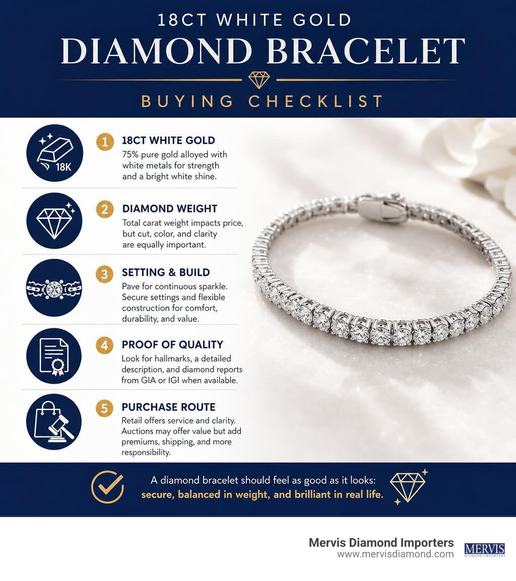 18ct white gold diamond bracelet buying checklist infographic 18ct white gold diamond bracelet buying checklist infographic