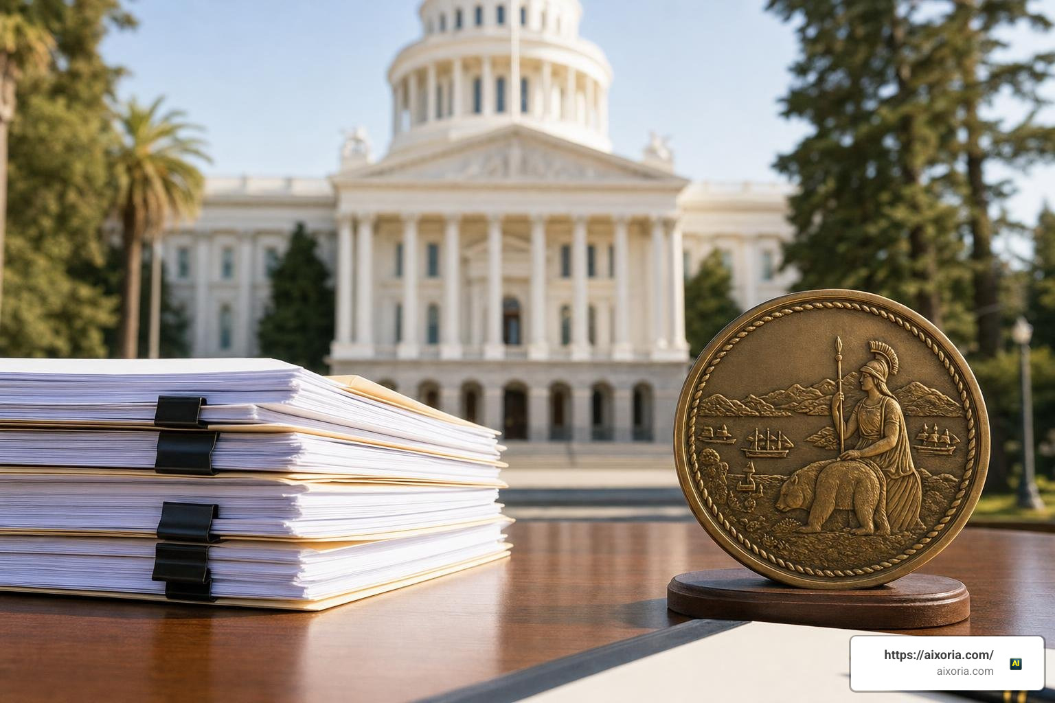 legal documents and California state seal