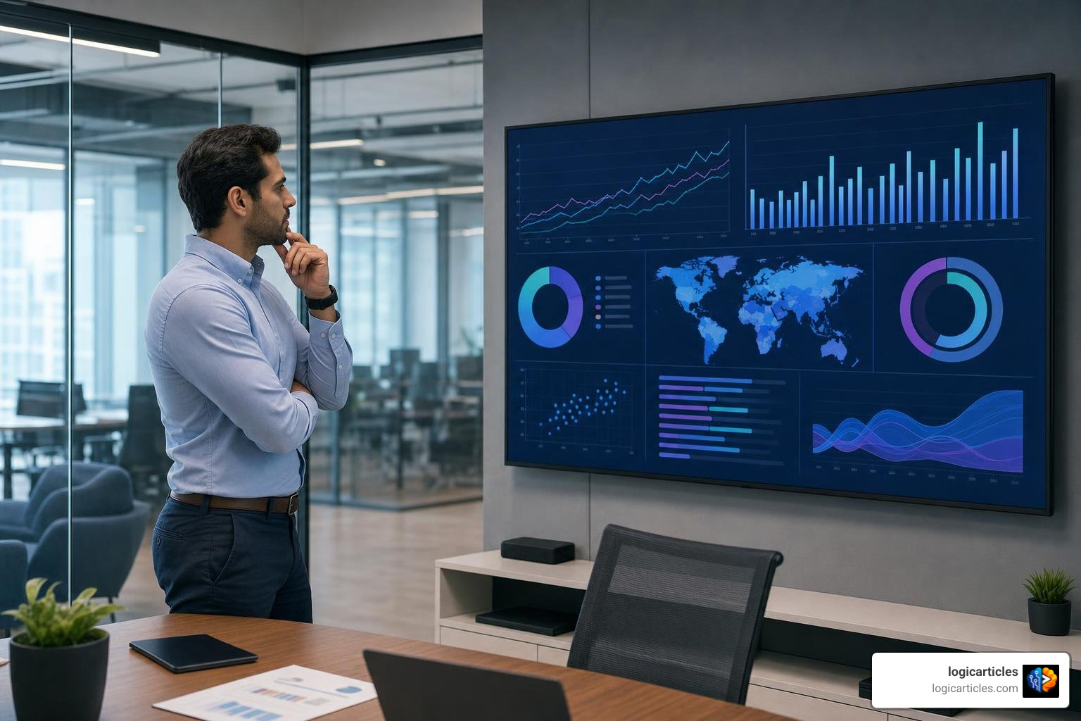 strategic consultant reviewing AI insights