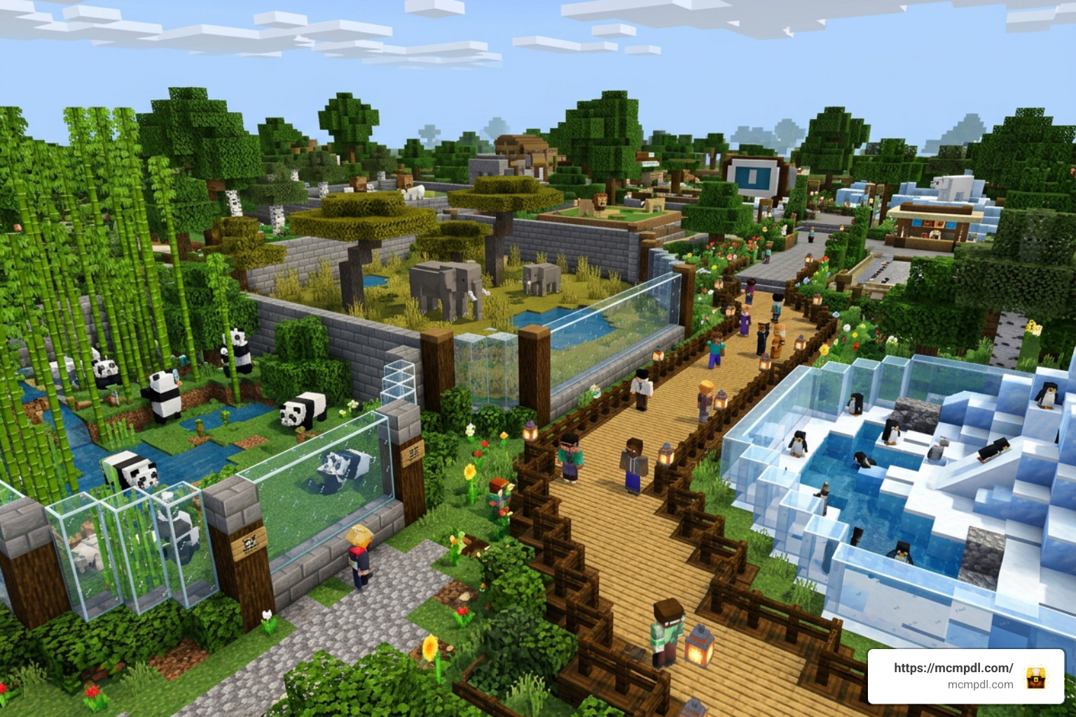 Minecraft Bedrock zoo with animal habitats Minecraft Bedrock zoo with animal habitats