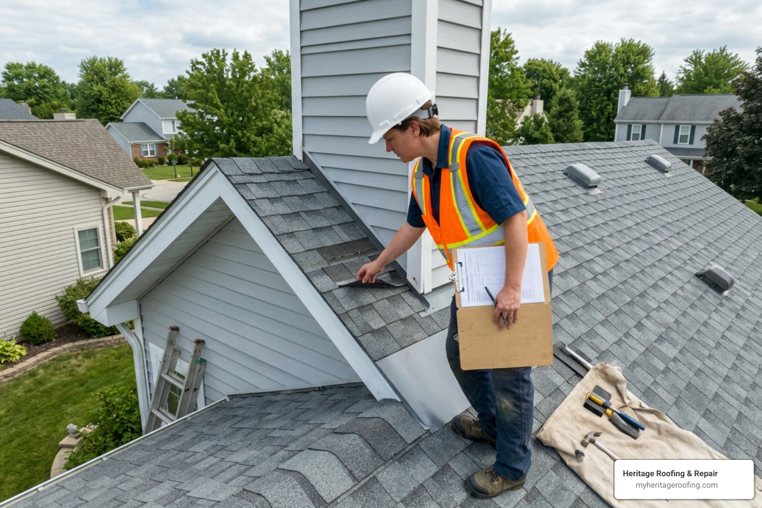 licensed inspector evaluating structural roof repairs