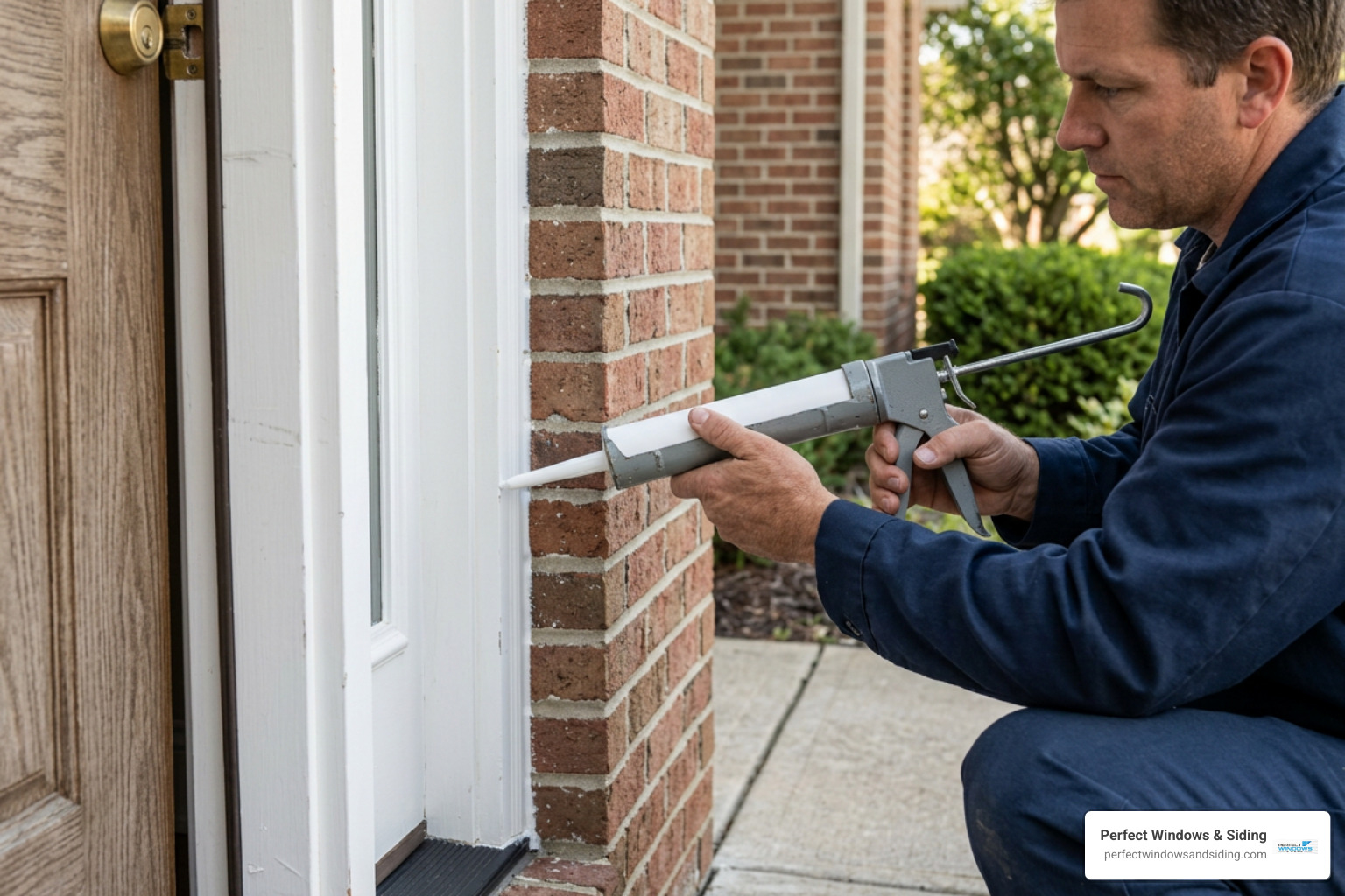 installer applying weatherstripping sealant installer applying weatherstripping sealant