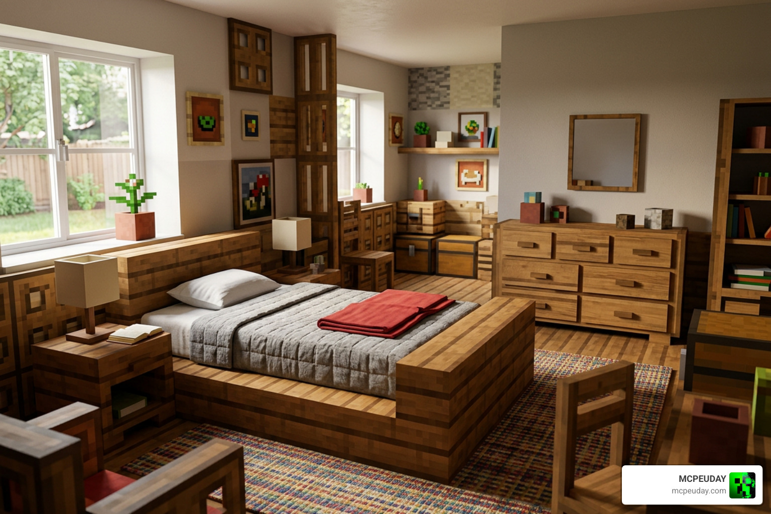 450+ furniture pieces displayed in Minecraft Bedrock