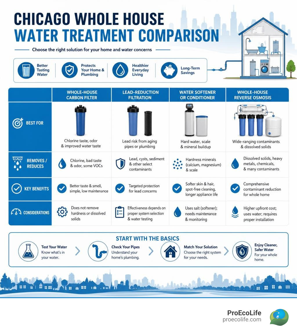 Chicago whole house water treatment comparison infographic infographic