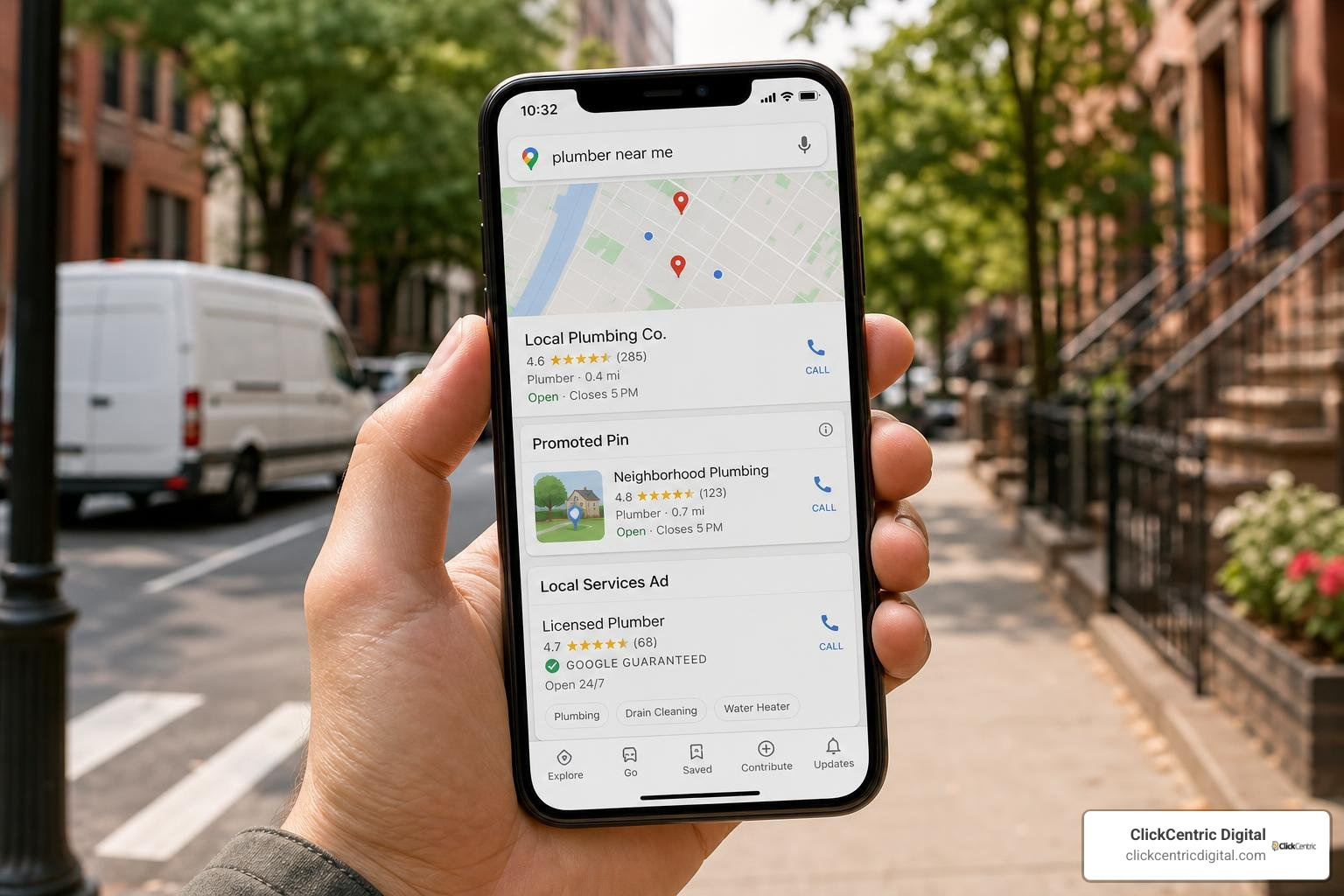 Google Maps search ads and Local Services Ads interface