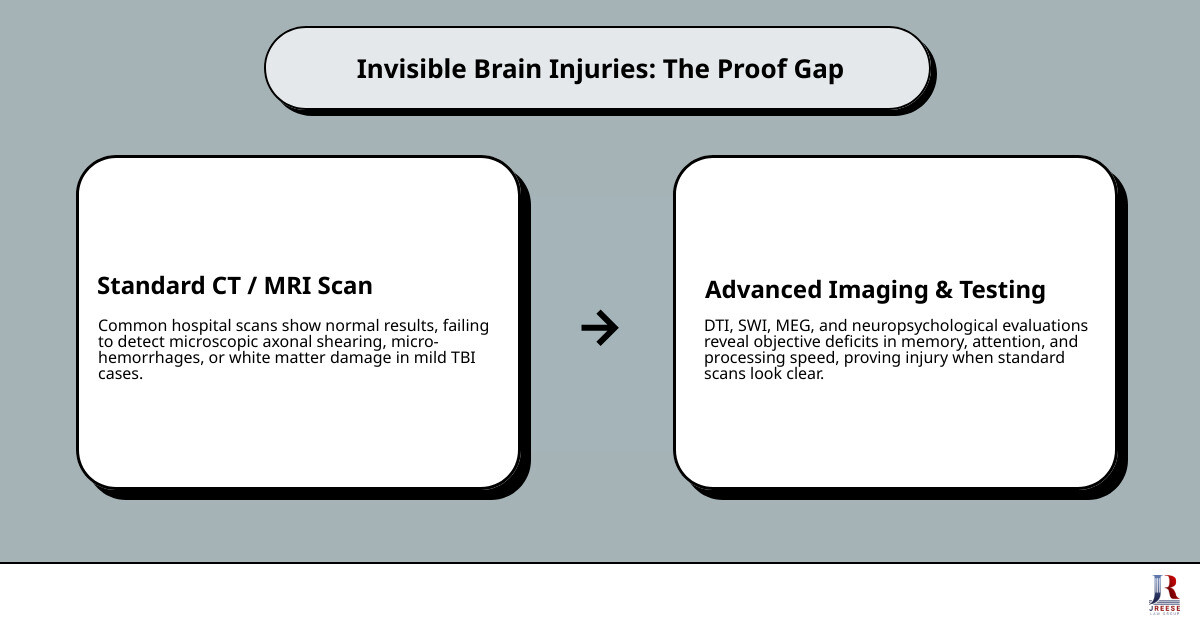 table comparing TBI settlement ranges and long-term care factors infographic