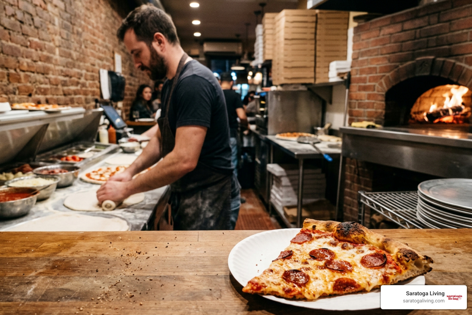 L'Industrie Pizzeria slice and counter setup