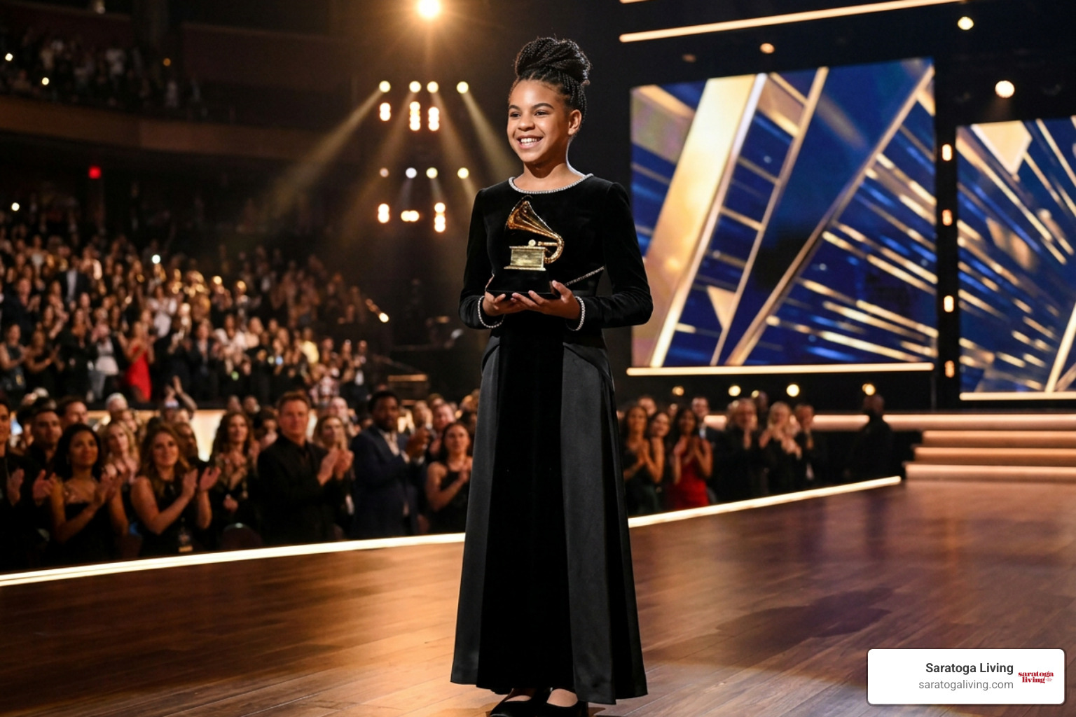Blue Ivy Carter holding her Grammy Award Blue Ivy Carter holding her Grammy Award