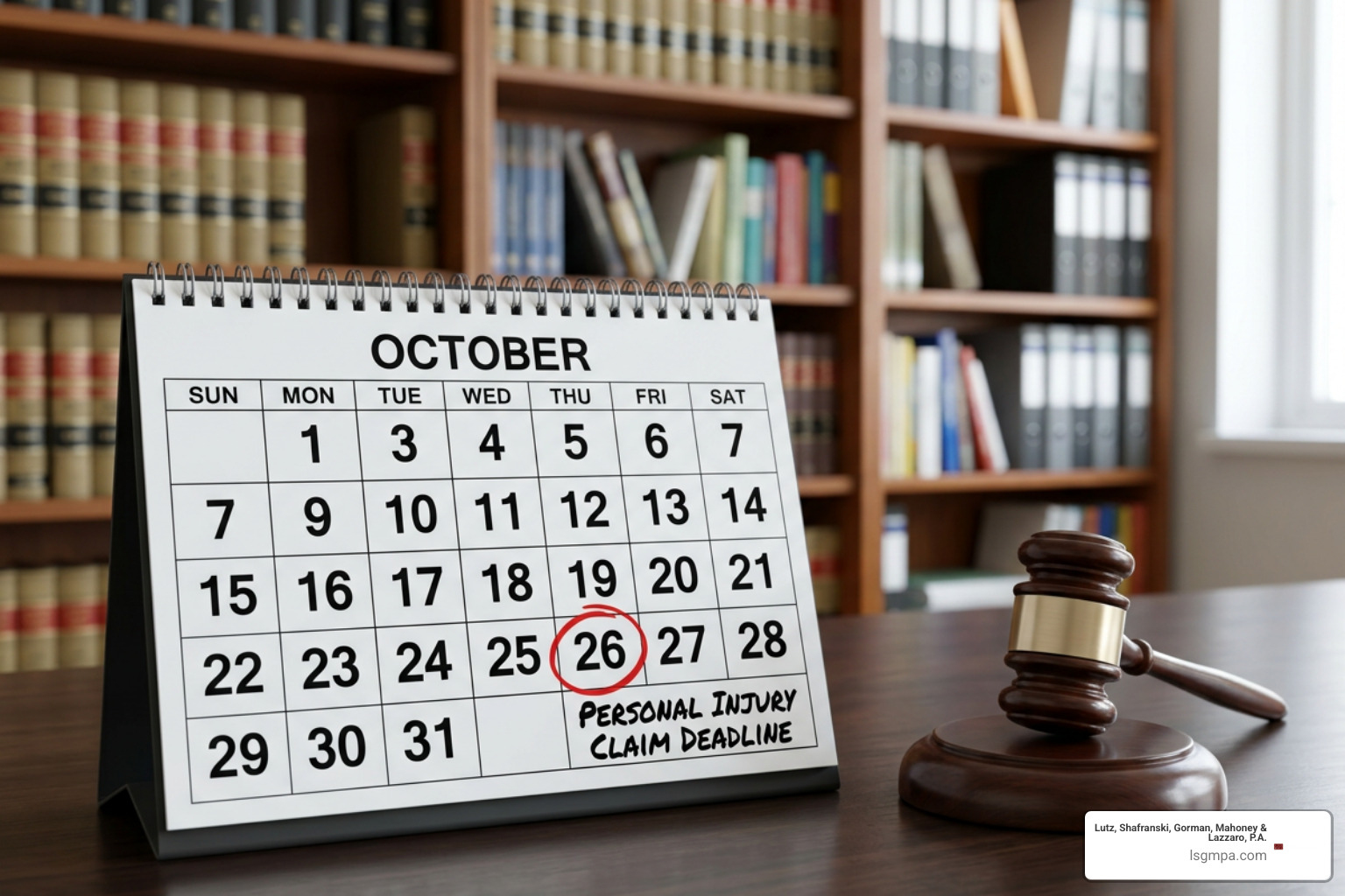 Deadline calendar highlighting personal injury statute of limitations dates Deadline calendar highlighting personal injury statute of limitations dates