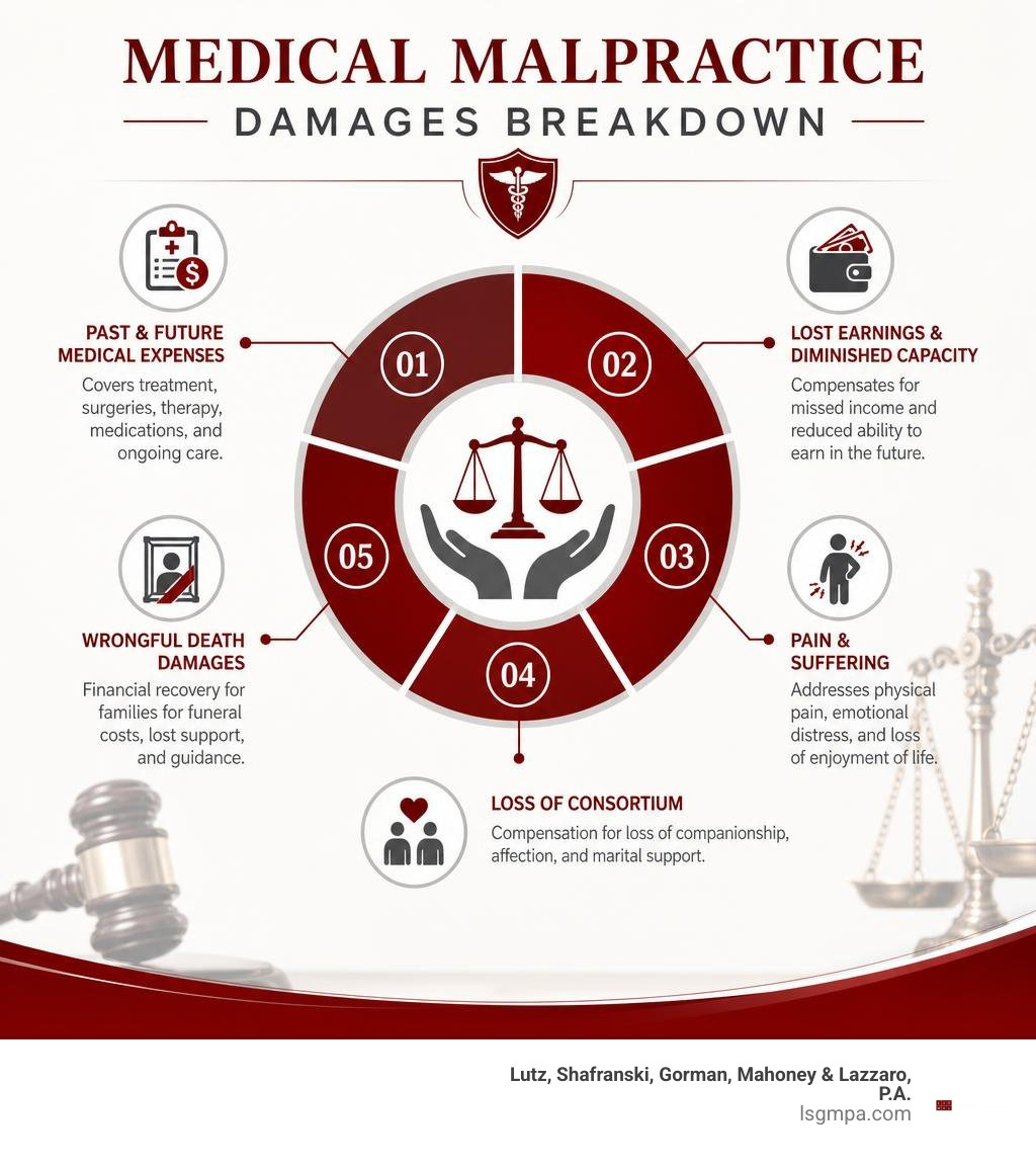 Medical malpractice damages breakdown infographic