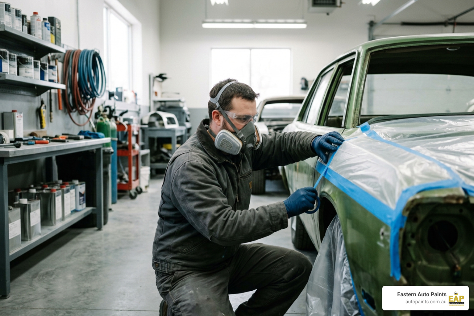 Proper personal protective equipment and panel masking for chemical stripping