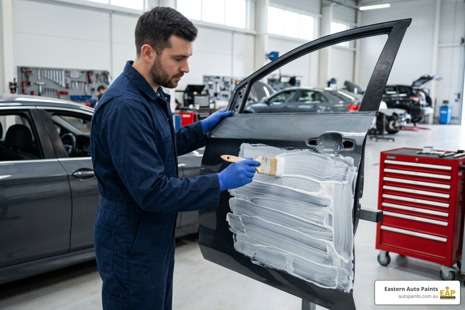 Application of thixotropic paint stripper gel on vertical body panel