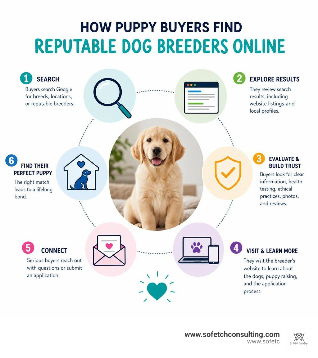 How puppy buyers find reputable dog breeders online infographic
