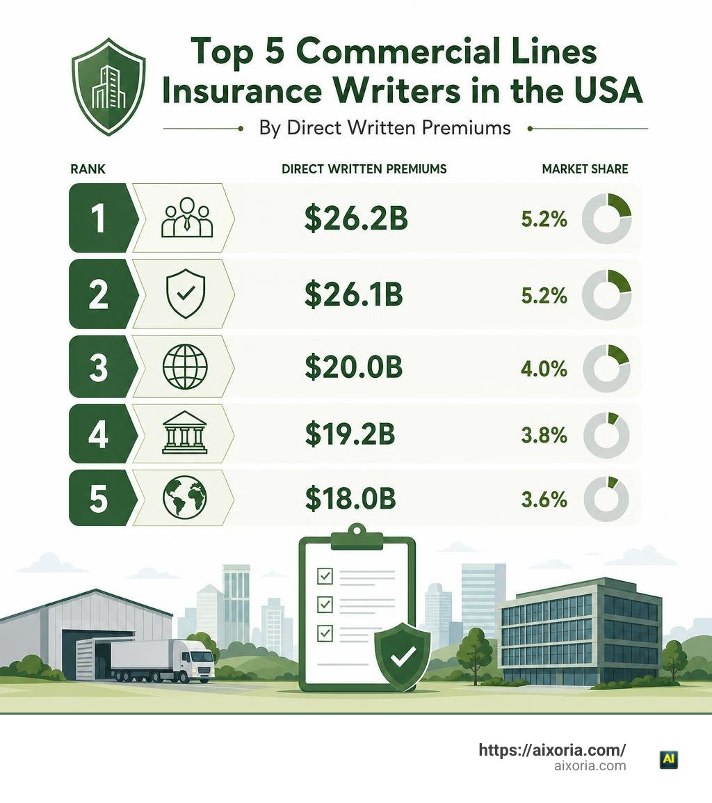 Comparison of top commercial lines insurance writers infographic