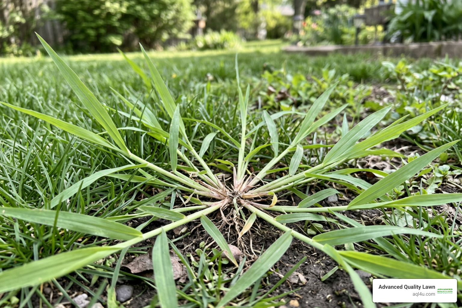 close-up crabgrass weed identification
