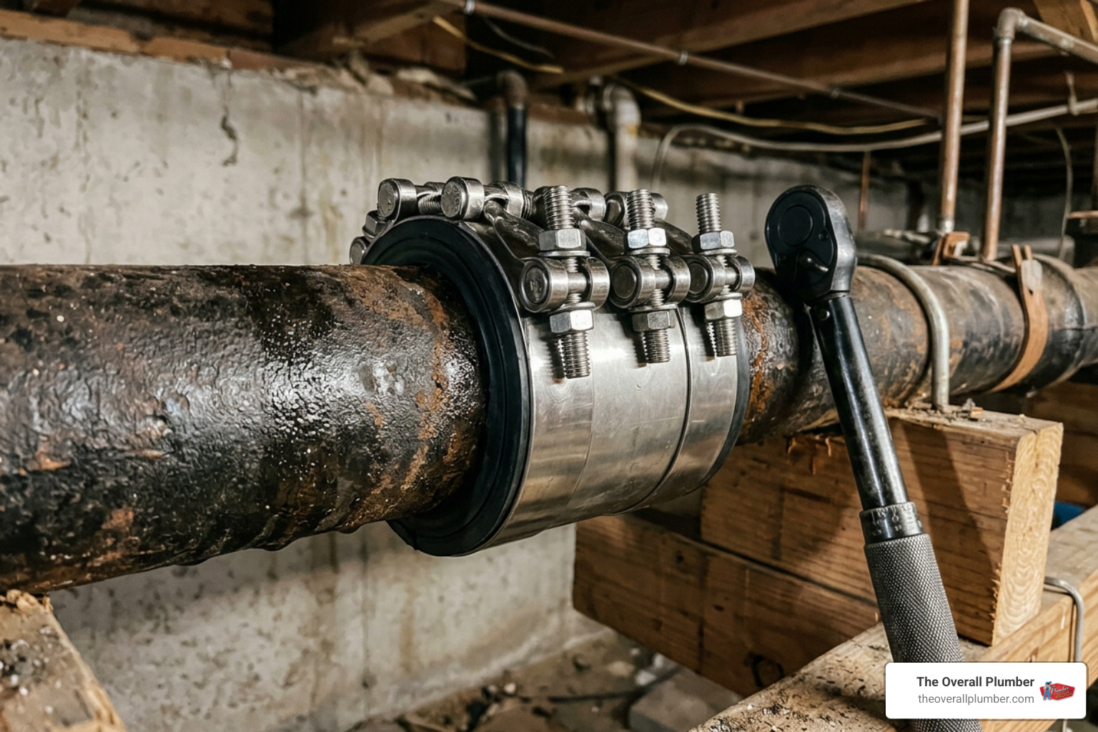 Mechanical clamp on ductile iron pipe Mechanical clamp on ductile iron pipe
